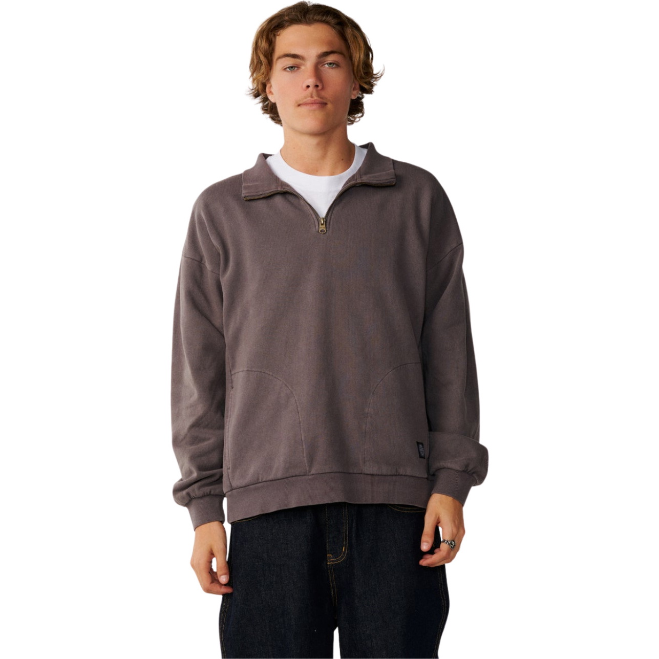Rip Curl M&auml;nner Premium Surf 1/4 Zip Crew 0AOMFL - Deep Mushroom
